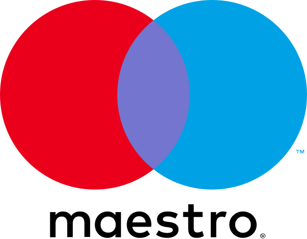 El logo de la empresa Master Card Maestro. uno de los métodos de pago seguros de G-travel, agencia de viajes.